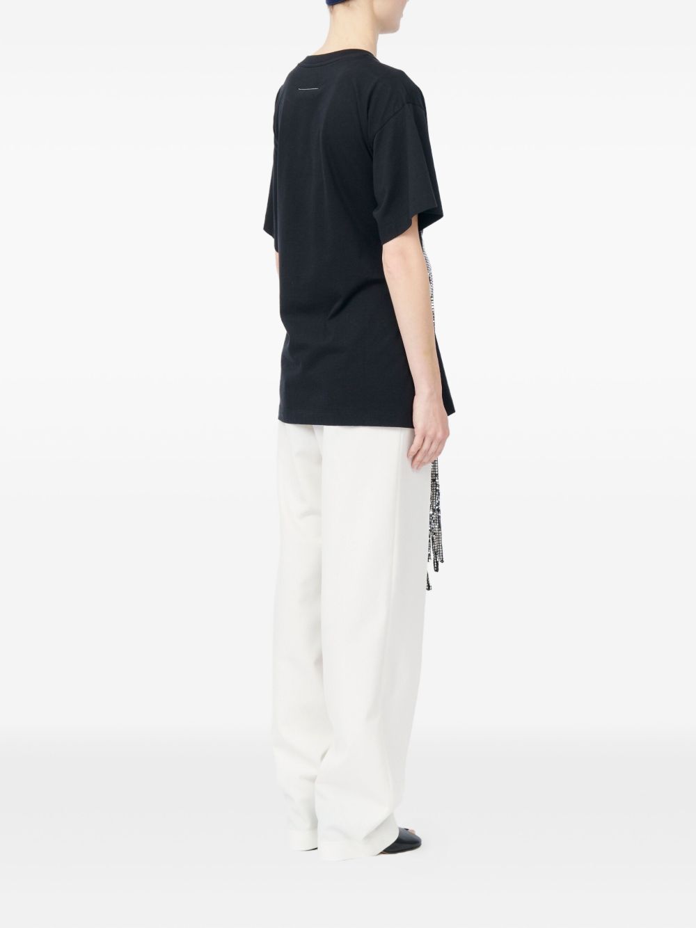 T-shirt con cintura a forma di guanti in paillettes in nero Mm6 maison margiela - donna 