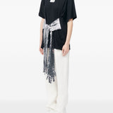 T-shirt con cintura a forma di guanti in paillettes in nero Mm6 maison margiela - donna 