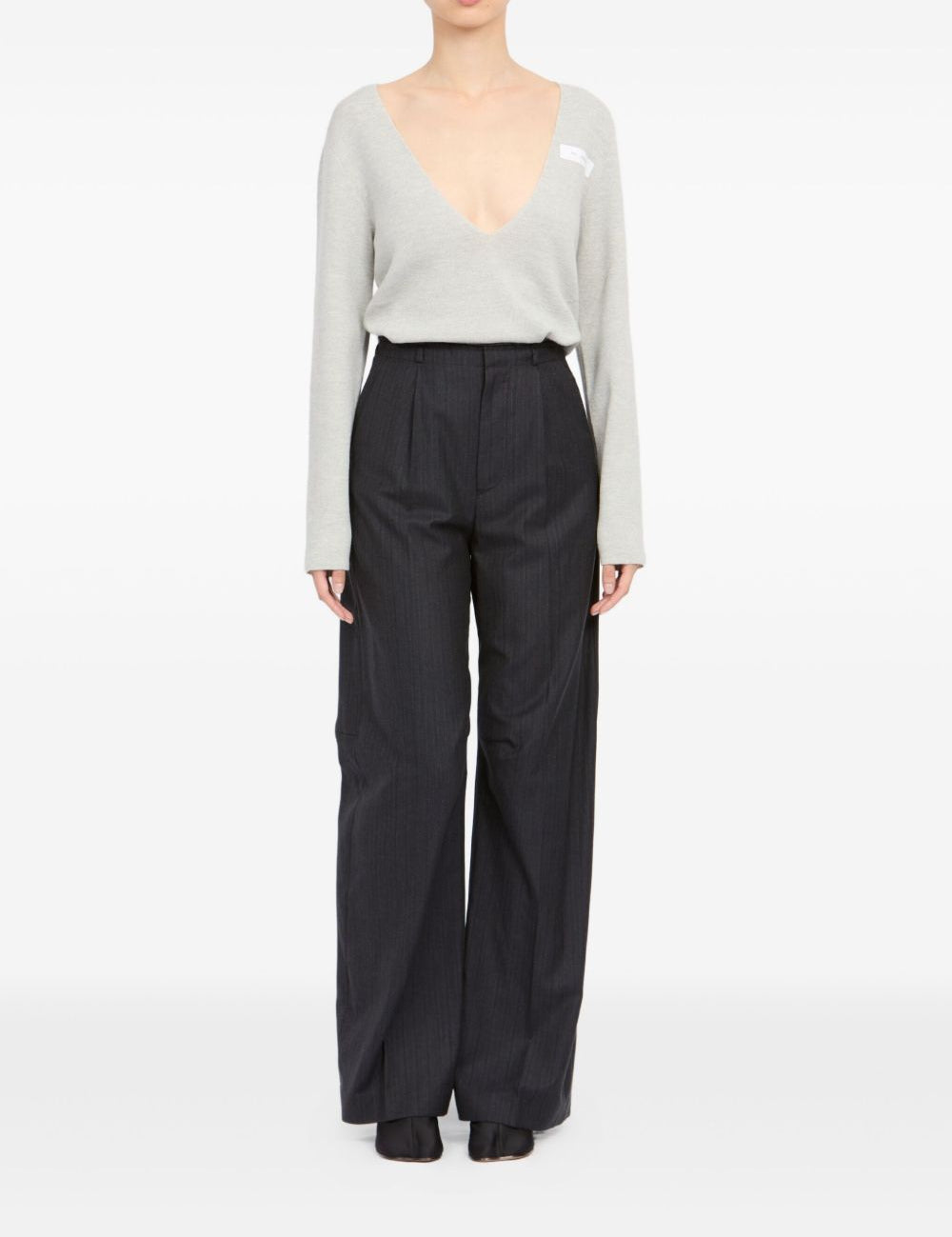 Pantaloni palazzo gessati in grigio scuro MM6 Maison Margiela - uomo 