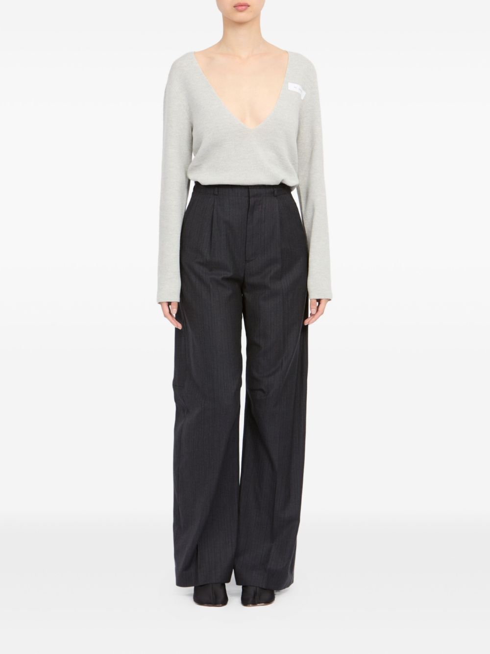 Pantaloni palazzo gessati in grigio scuro MM6 Maison Margiela - uomo 
