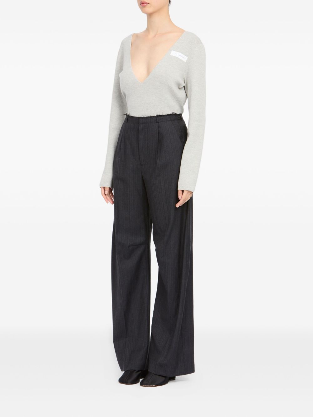Pantaloni palazzo gessati in grigio scuro MM6 Maison Margiela - uomo 