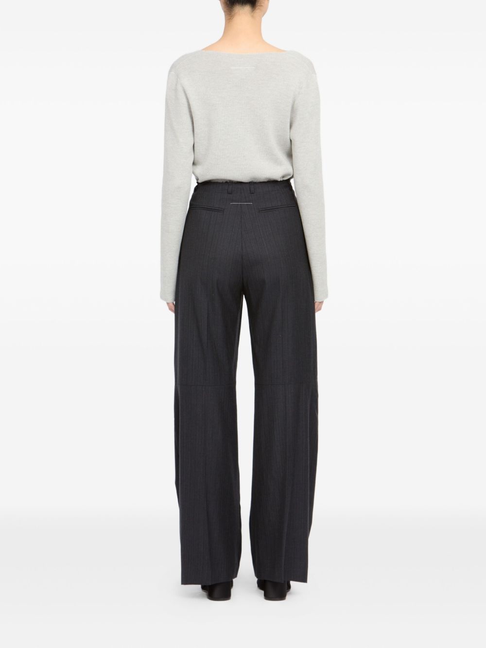 Pantaloni palazzo gessati in grigio scuro MM6 Maison Margiela - uomo 