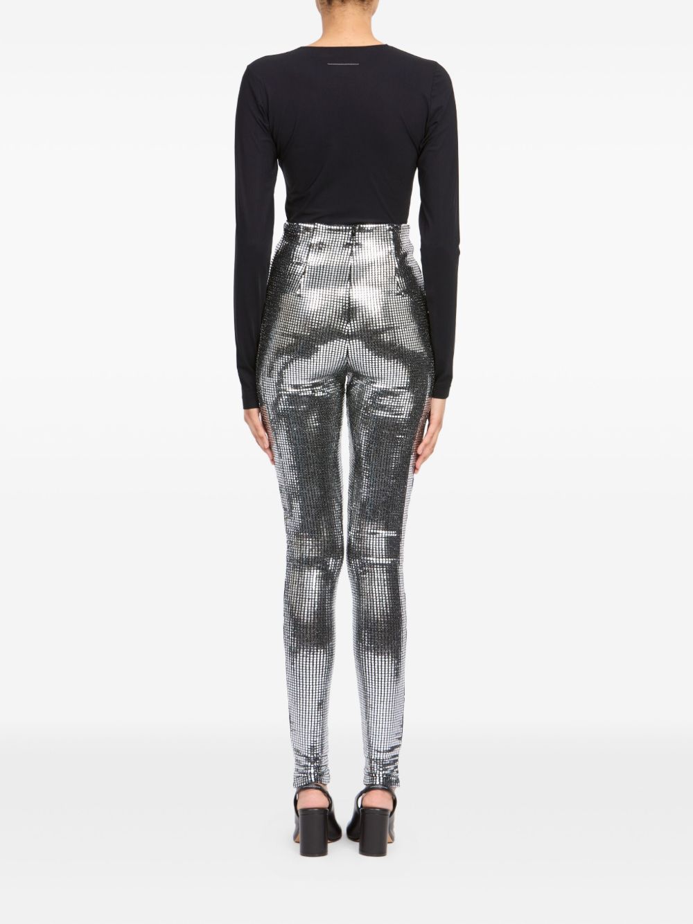 Pantaloni stretti metallici in argento MM6 Maison Margiela - uomo 