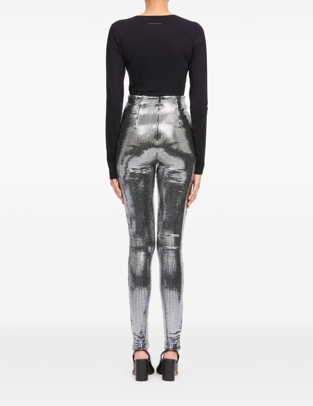 Pantaloni stretti metallici in argento MM6 Maison Margiela - uomo 