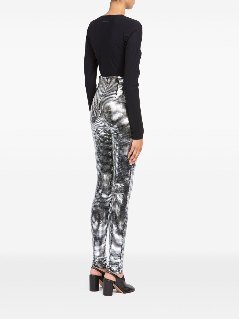 Pantaloni stretti metallici in argento MM6 Maison Margiela - uomo 