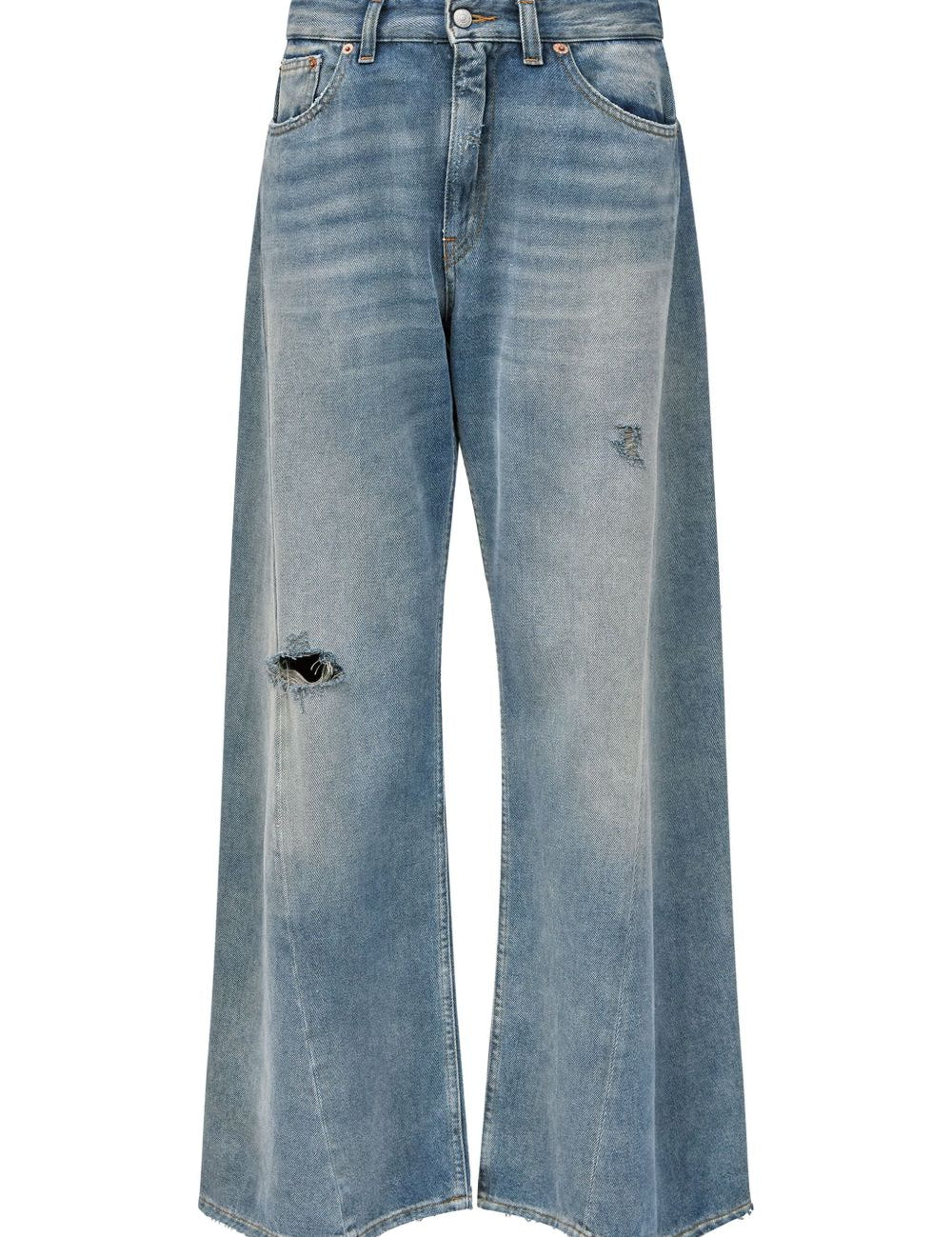 Jeans a gamba ampia con effetto vissuto in blu Mm6 maison margiela - donna 