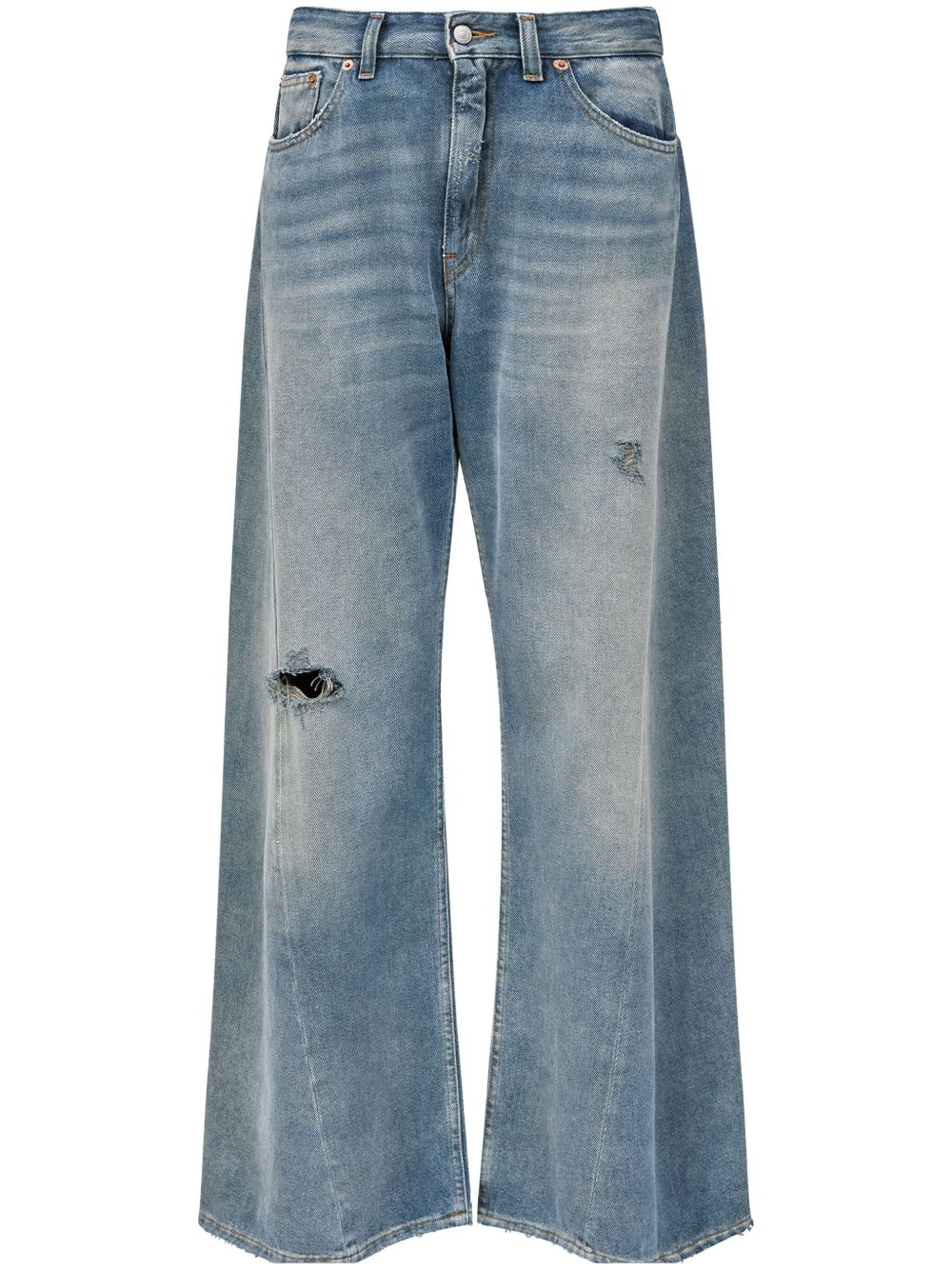 Jeans a gamba ampia con effetto vissuto in blu Mm6 maison margiela - donna 