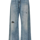 Jeans a gamba ampia con effetto vissuto in blu Mm6 maison margiela - donna 