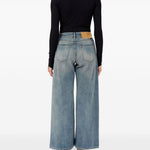 Jeans a gamba ampia con effetto vissuto in blu Mm6 maison margiela - donna 