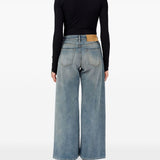 Jeans a gamba ampia con effetto vissuto in blu Mm6 maison margiela - donna 