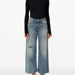 Jeans a gamba ampia con effetto vissuto in blu Mm6 maison margiela - donna 