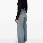 Jeans a gamba ampia con effetto vissuto in blu Mm6 maison margiela - donna 