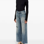 Jeans a gamba ampia con effetto vissuto in blu Mm6 maison margiela - donna 
