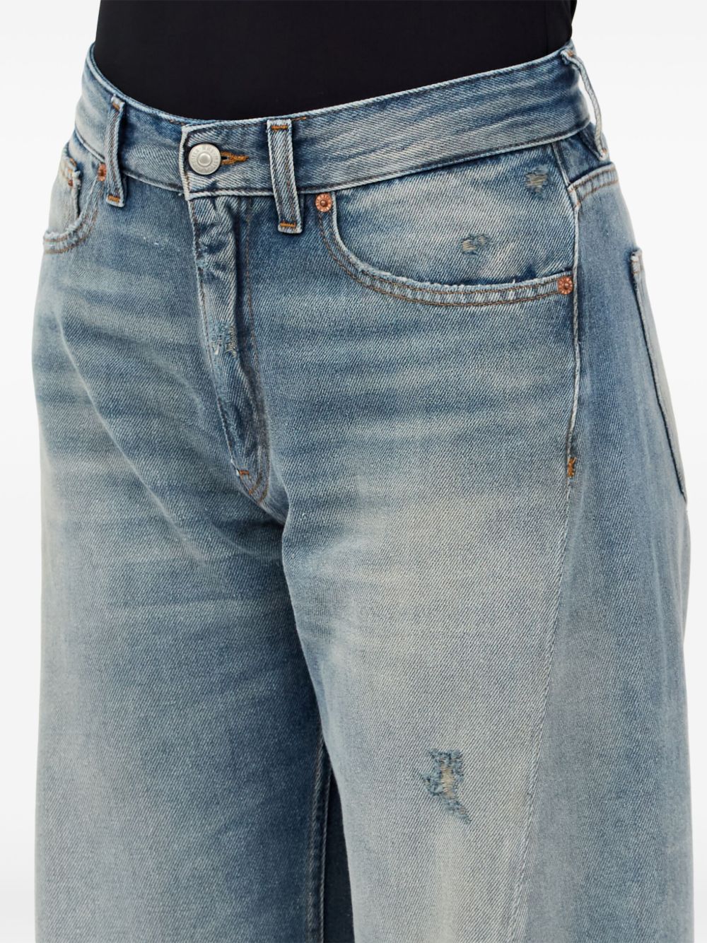Jeans a gamba ampia con effetto vissuto in blu Mm6 maison margiela - donna 