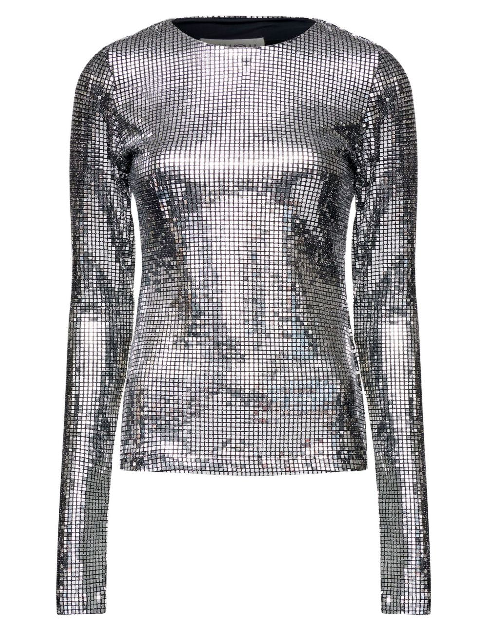 Top a maniche lunghe con decorazioni in argento Mm6 maison margiela - donna 