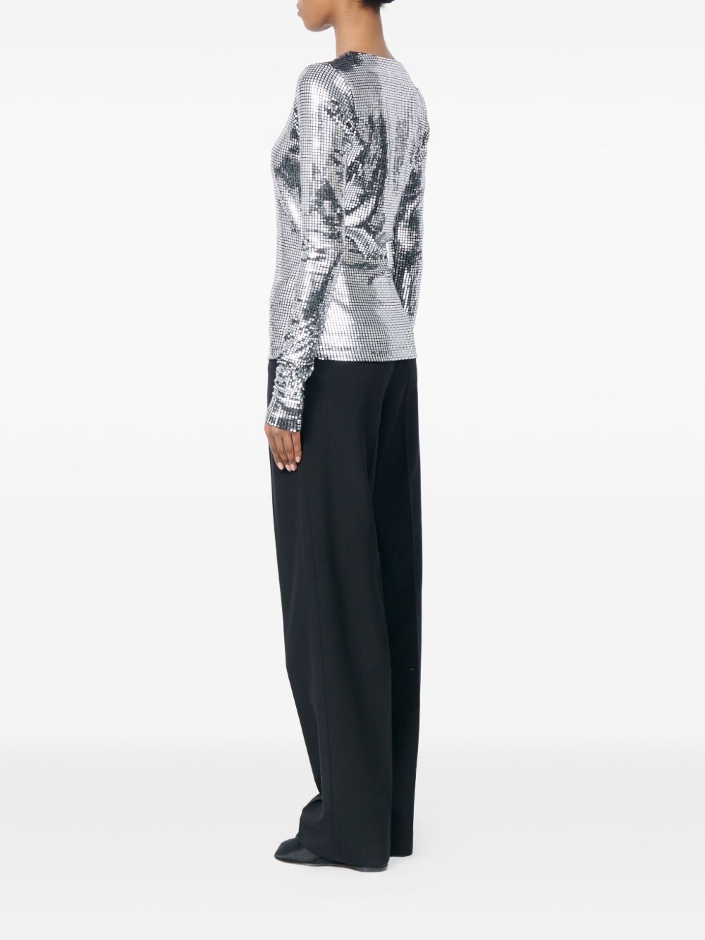 Top a maniche lunghe con decorazioni in argento Mm6 maison margiela - donna 
