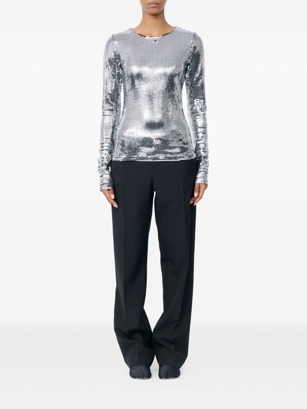 Top a maniche lunghe con decorazioni in argento Mm6 maison margiela - donna 