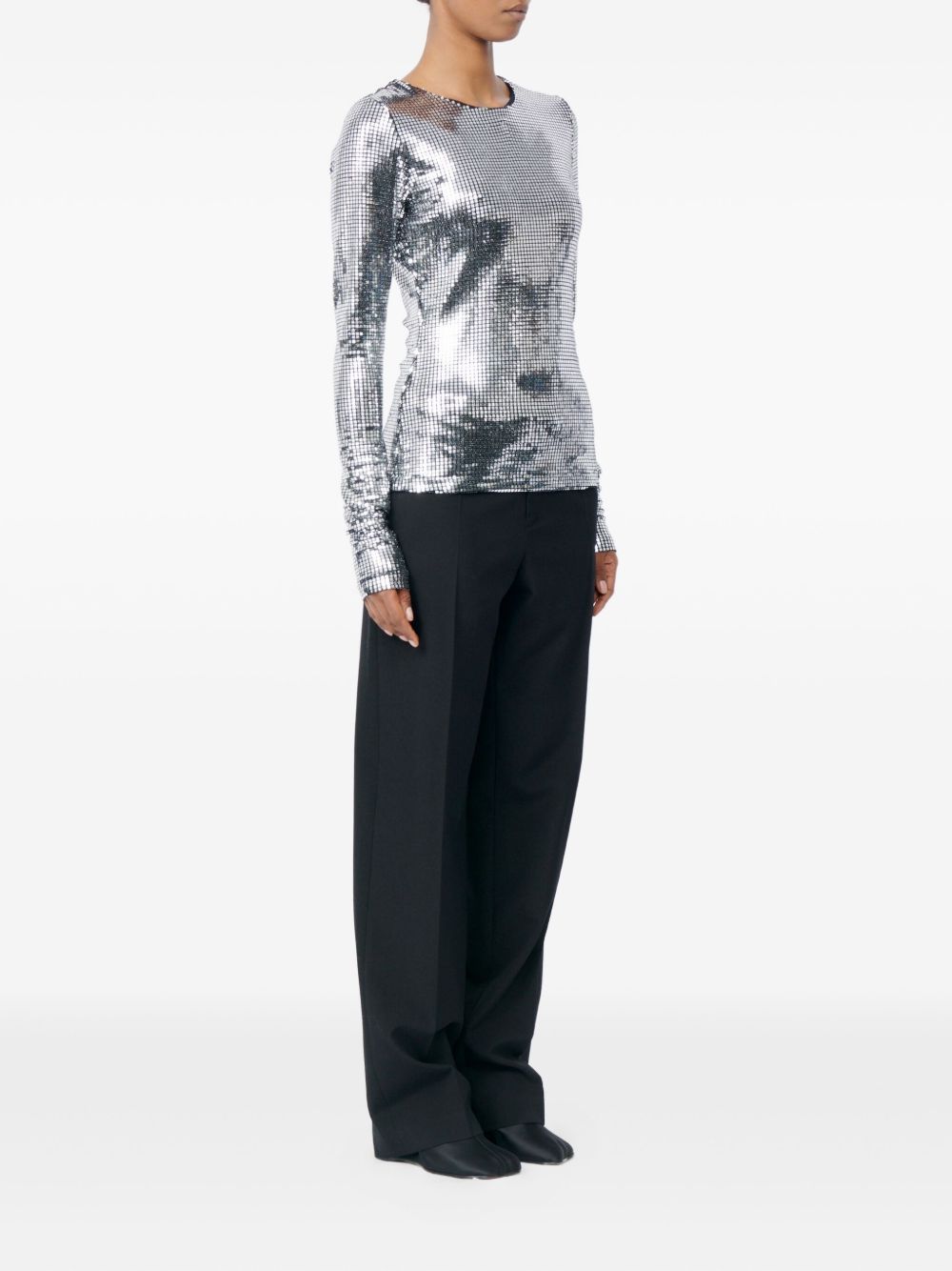 Top a maniche lunghe con decorazioni in argento Mm6 maison margiela - donna 
