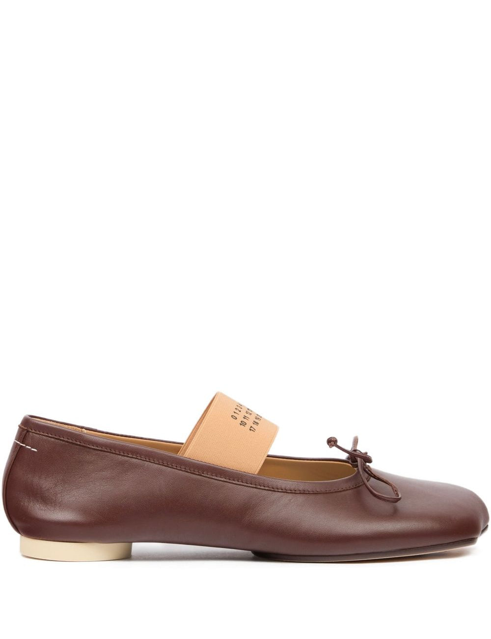Ballerina con elastico con logo in marrone Mm6 maison margiela - donna 