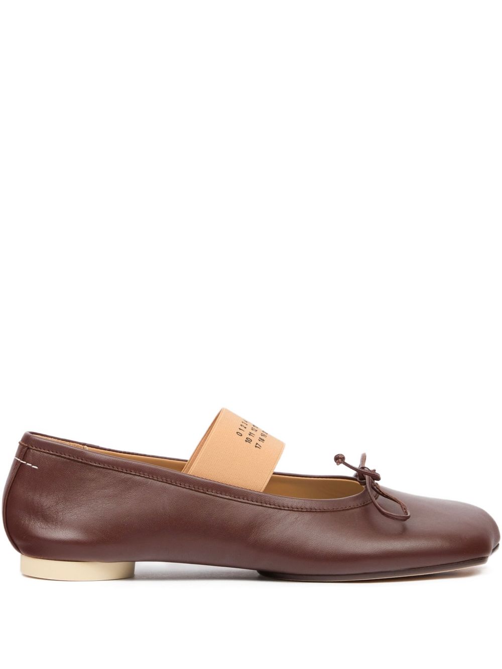 Ballerina con elastico con logo in marrone Mm6 maison margiela - donna 