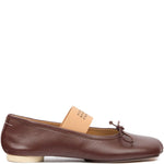 Ballerina con elastico con logo in marrone Mm6 maison margiela - donna 