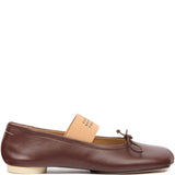 Ballerina con elastico con logo in marrone Mm6 maison margiela - donna 