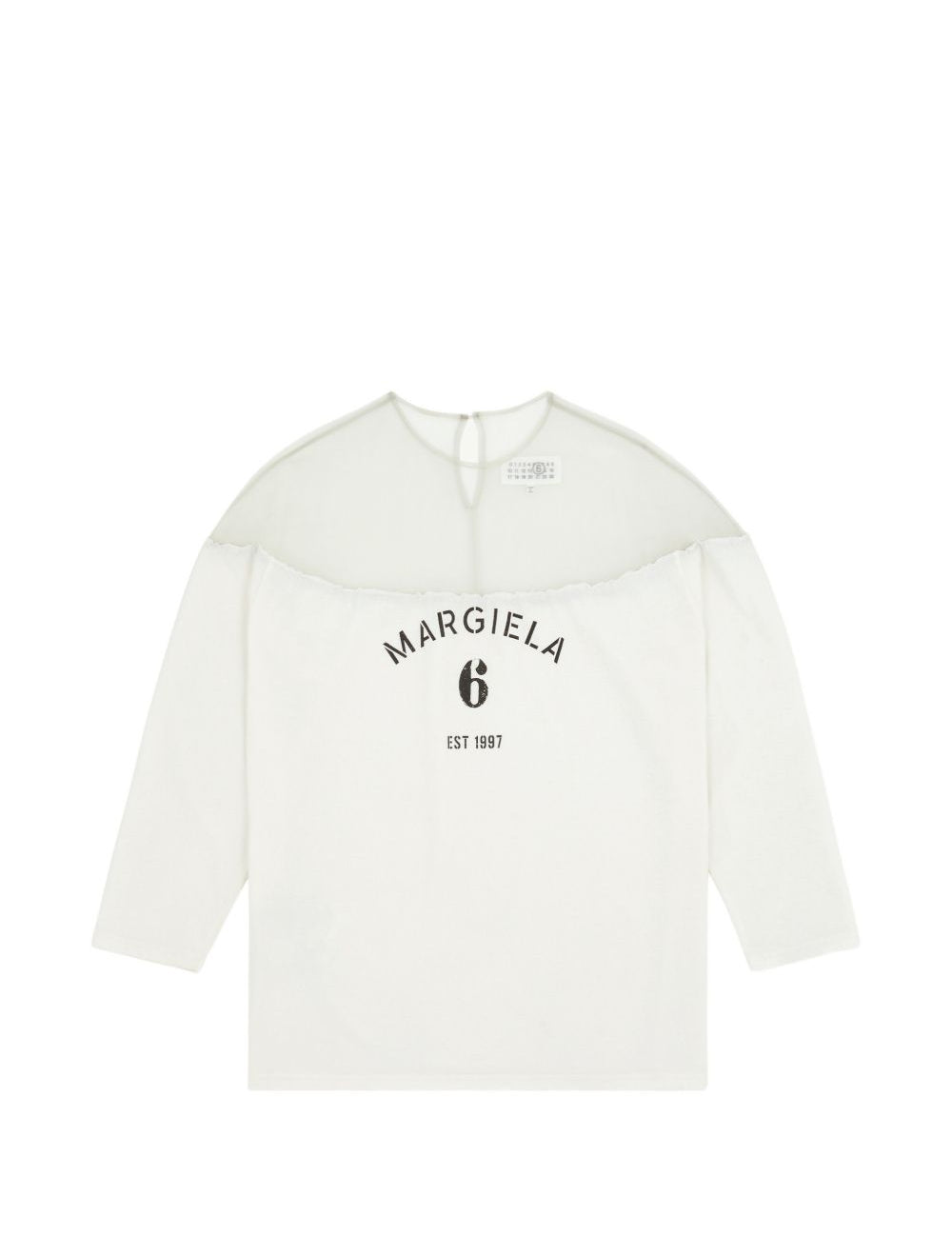 T-shirt a maniche lunghe con dettaglio trasparente in bianco Mm6 maison margiela - donna 