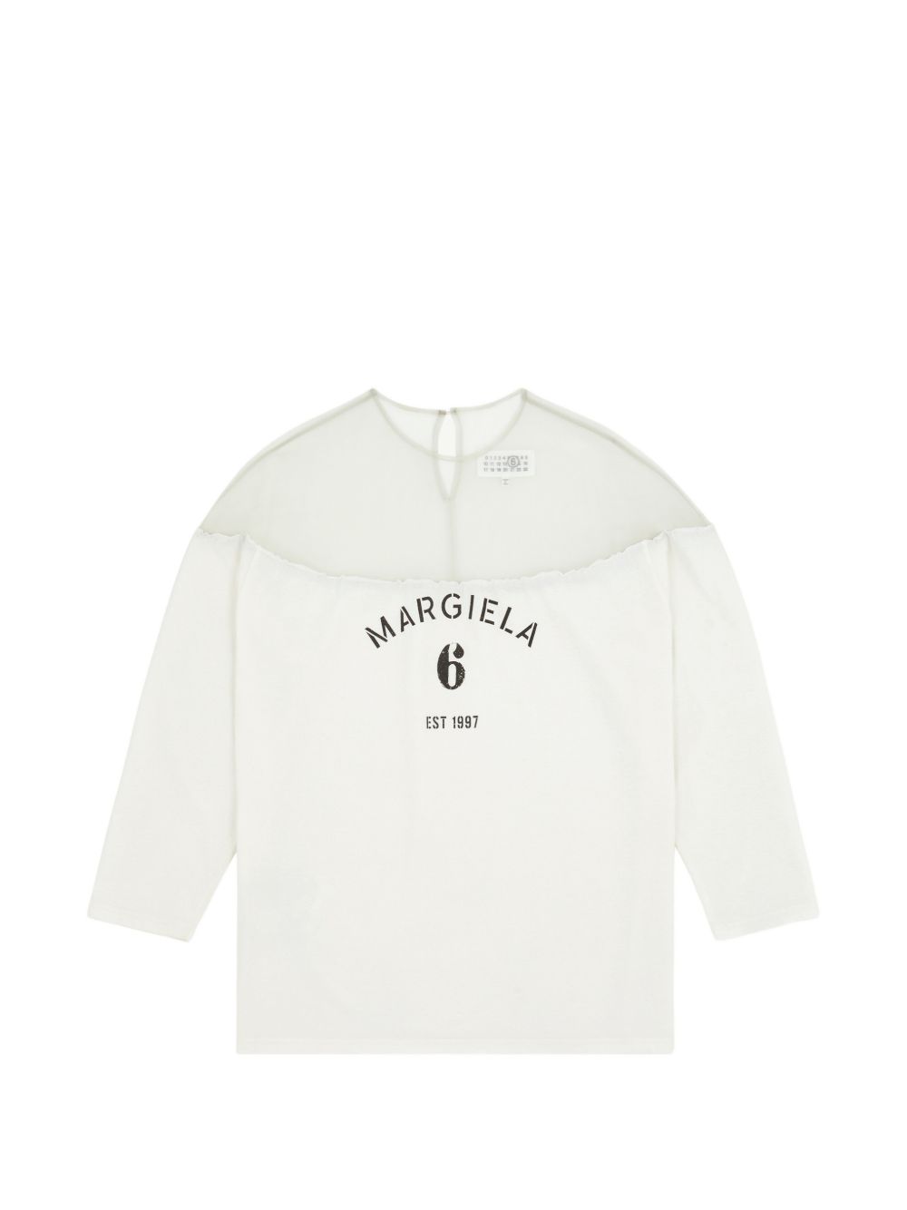 T-shirt a maniche lunghe con dettaglio trasparente in bianco Mm6 maison margiela - donna 