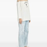 T-shirt a maniche lunghe con dettaglio trasparente in bianco Mm6 maison margiela - donna 