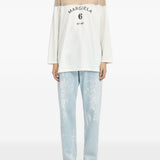 T-shirt a maniche lunghe con dettaglio trasparente in bianco Mm6 maison margiela - donna 