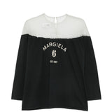 T-shirt a maniche lunghe con pannello trasparente in nero Mm6 maison margiela - donna 