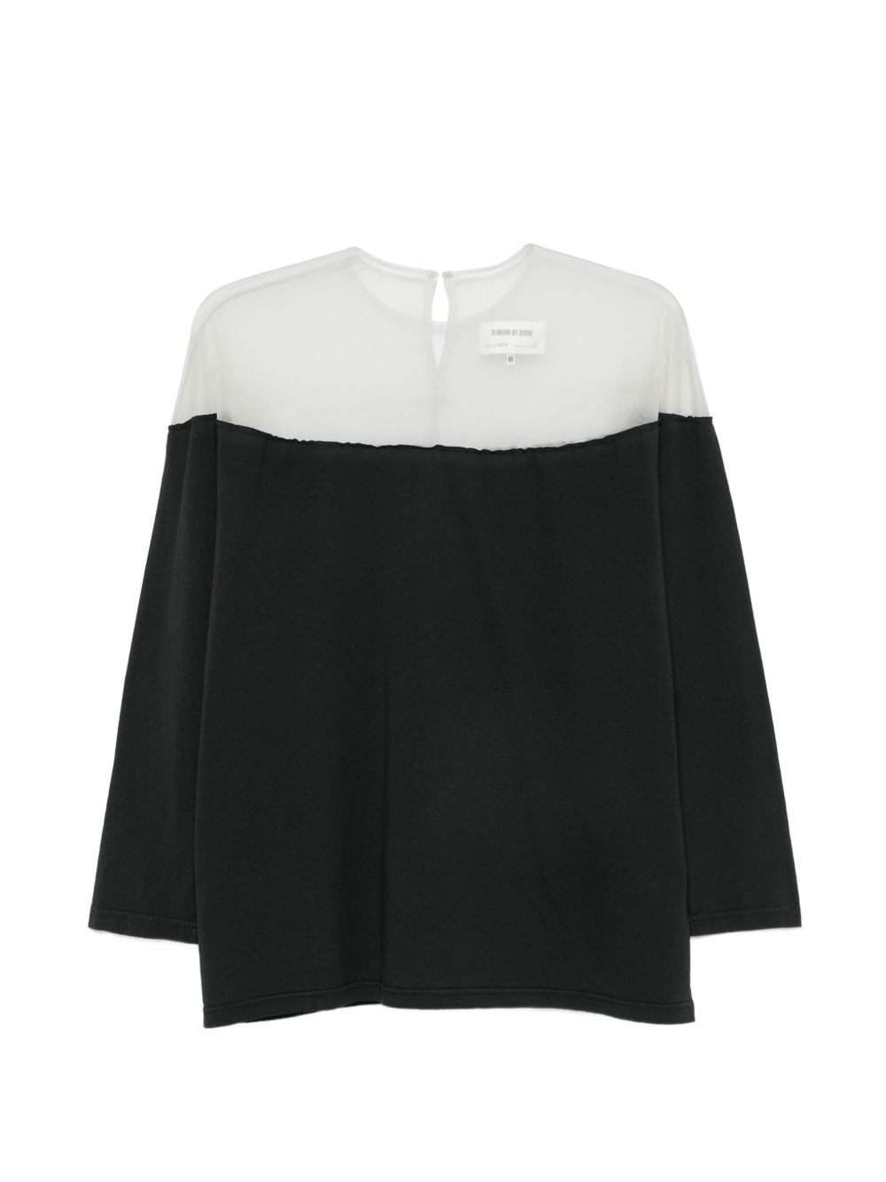 T-shirt a maniche lunghe con pannello trasparente in nero Mm6 maison margiela - donna 