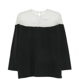 T-shirt a maniche lunghe con pannello trasparente in nero Mm6 maison margiela - donna 