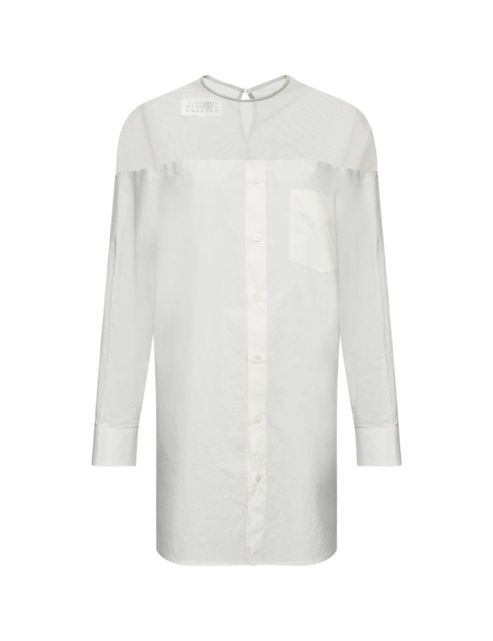 Camicia lunga con inserto trasparente in bianco Mm6 maison margiela - donna 