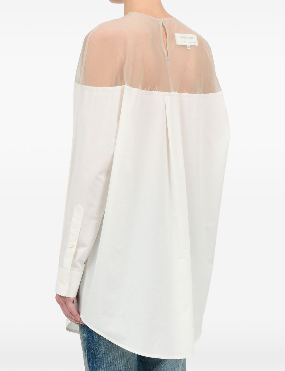 Camicia lunga con inserto trasparente in bianco Mm6 maison margiela - donna 