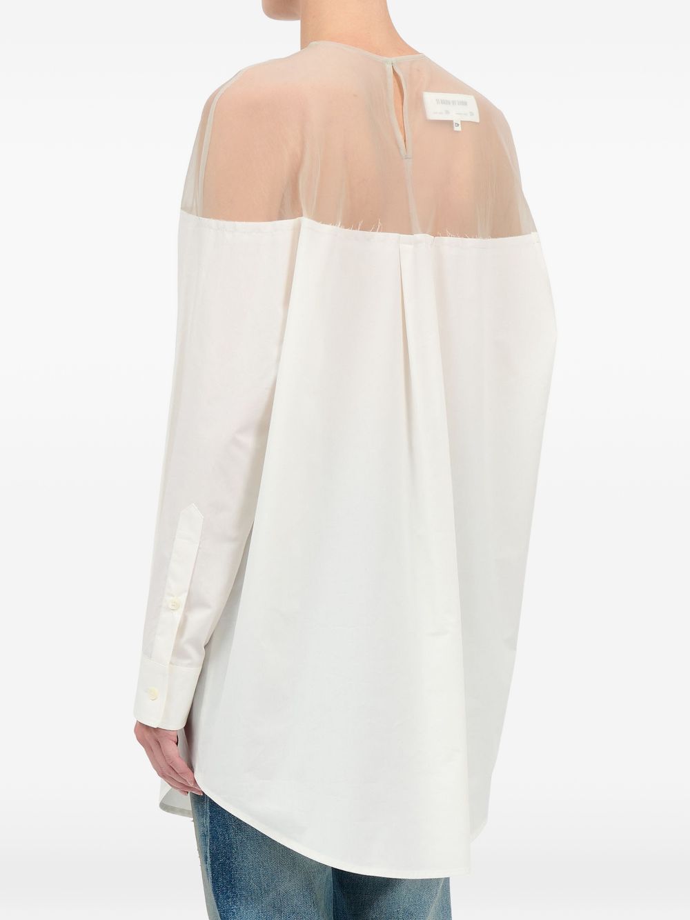 Camicia lunga con inserto trasparente in bianco Mm6 maison margiela - donna 
