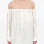 Camicia lunga con inserto trasparente in bianco Mm6 maison margiela - donna 