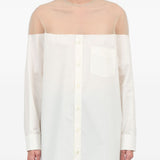 Camicia lunga con inserto trasparente in bianco Mm6 maison margiela - donna 