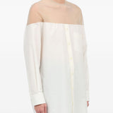 Camicia lunga con inserto trasparente in bianco Mm6 maison margiela - donna 