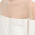 Camicia lunga con inserto trasparente in bianco Mm6 maison margiela - donna 