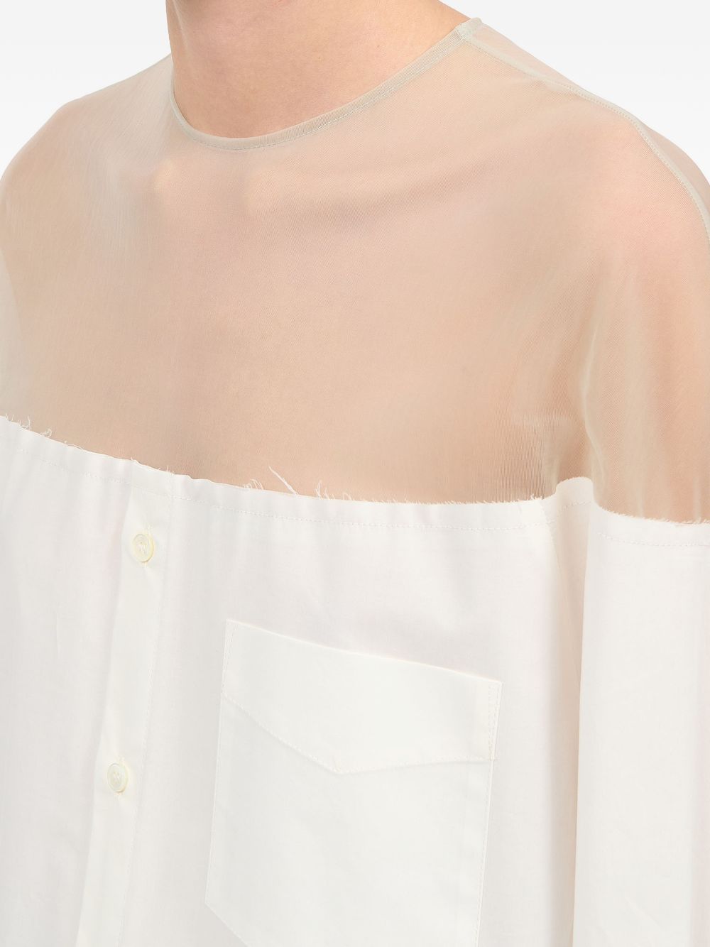 Camicia lunga con inserto trasparente in bianco Mm6 maison margiela - donna 