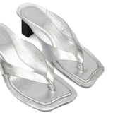 Sandali metallizzati in argento Mm6 maison margiela - donna 