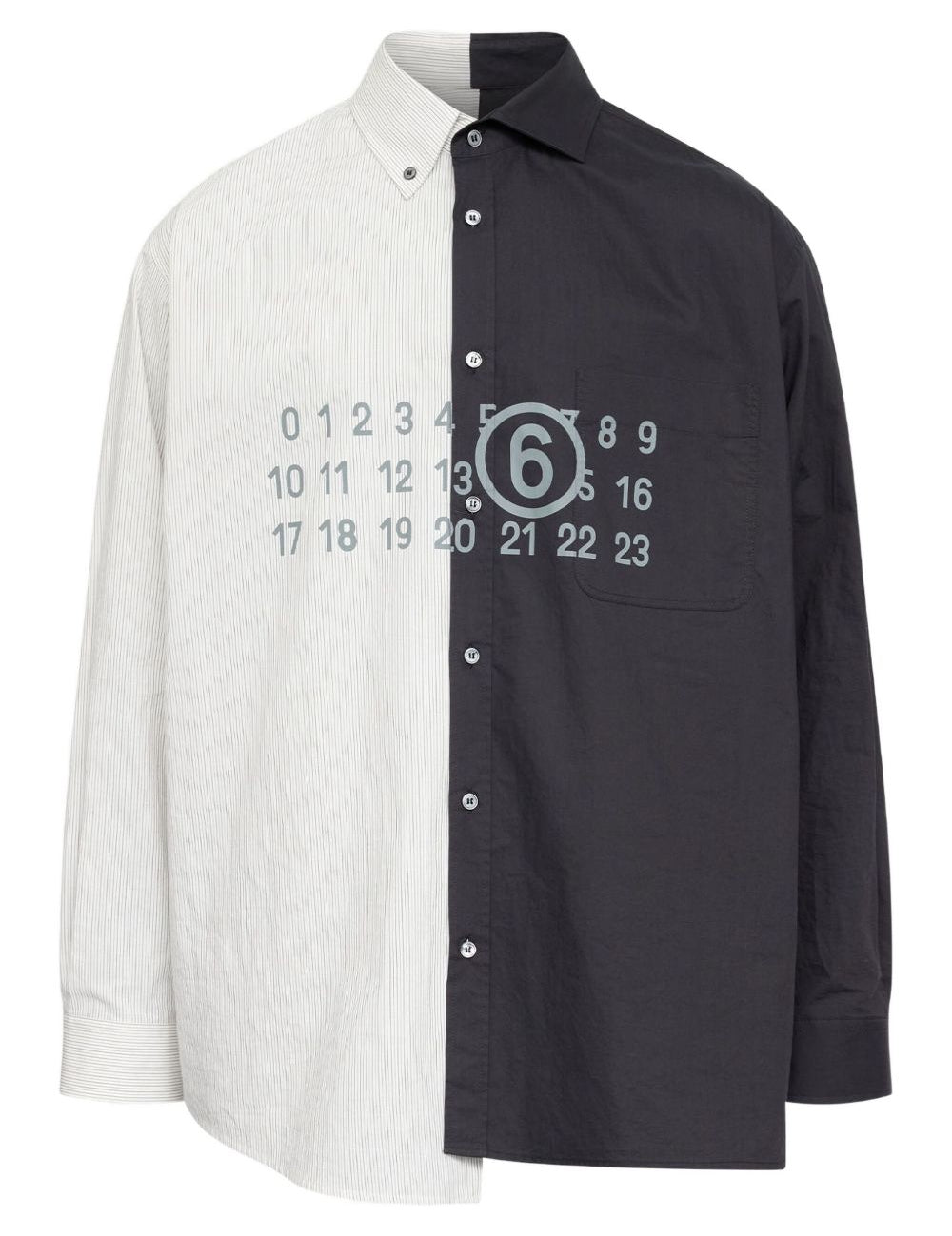 Camicia bicolore a maniche lunghe in bianco e nero Mm6 maison margiela - uomo 