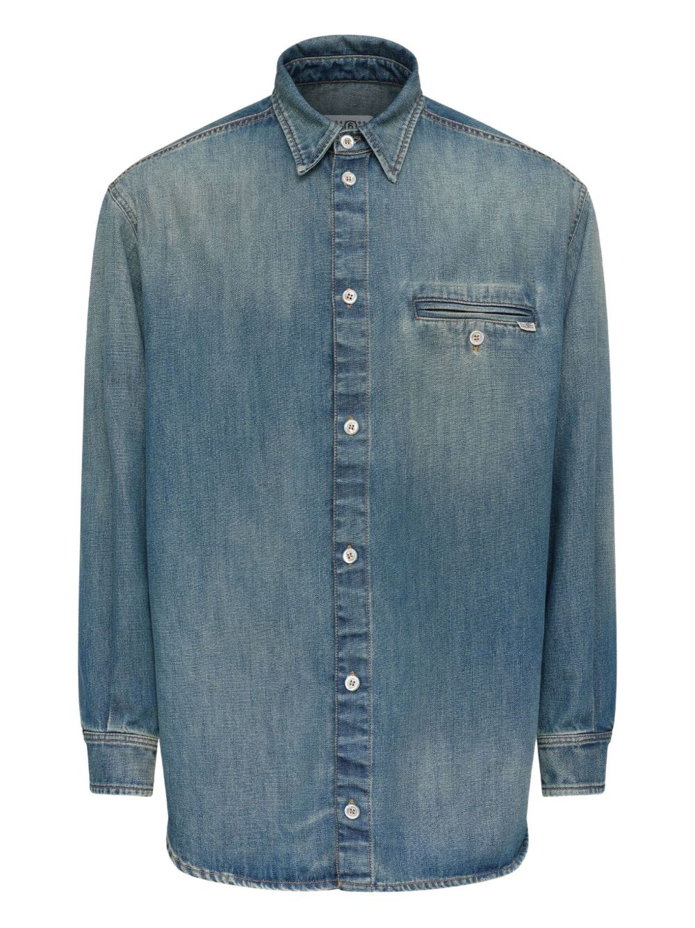 Camicia denim a maniche lunghe in blu Mm6 maison margiela - uomo 