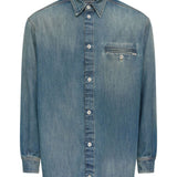 Camicia denim a maniche lunghe in blu Mm6 maison margiela - uomo 
