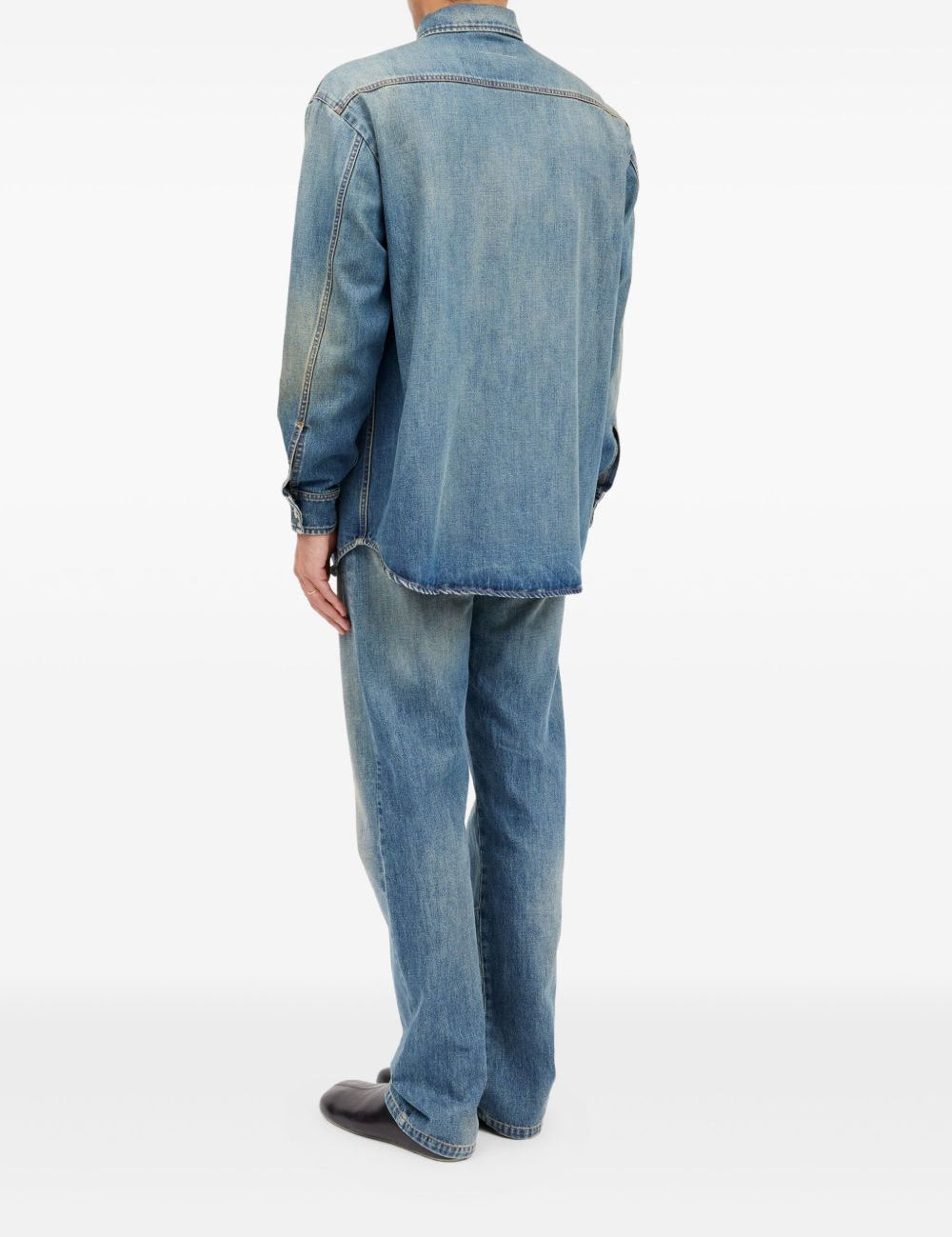 Camicia denim a maniche lunghe in blu Mm6 maison margiela - uomo 