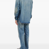 Camicia denim a maniche lunghe in blu Mm6 maison margiela - uomo 