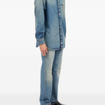 Camicia denim a maniche lunghe in blu Mm6 maison margiela - uomo 