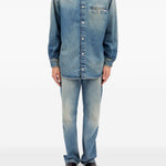 Camicia denim a maniche lunghe in blu Mm6 maison margiela - uomo 