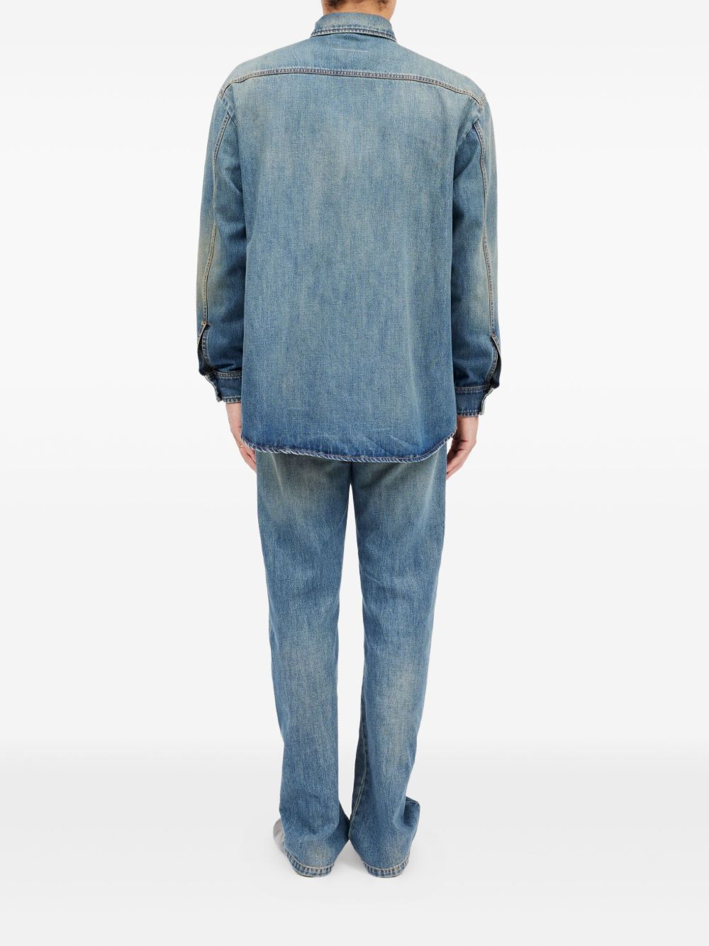 Camicia denim a maniche lunghe in blu Mm6 maison margiela - uomo 